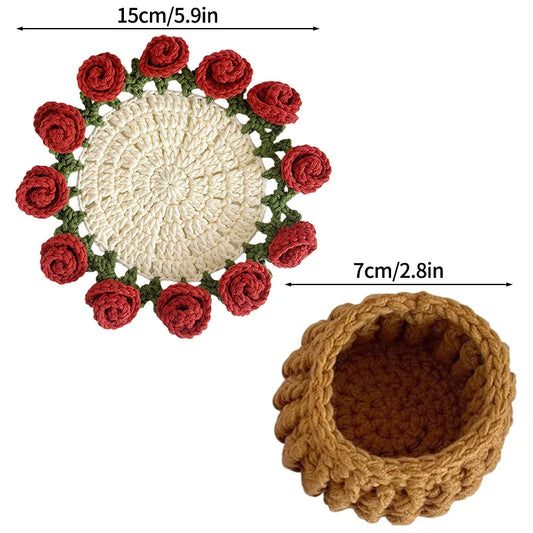 Blumenstrauß-Untersetzer + Blumentopf-Set