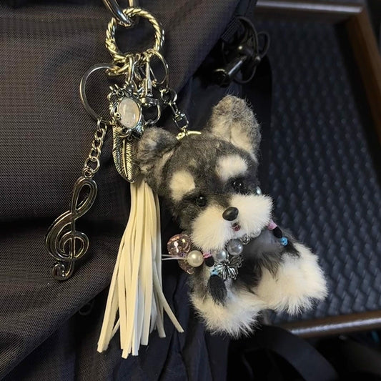 Handmade Schnauzer Figurine Bag Charm