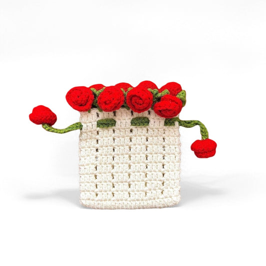 Handgemachte Häkel-Rosen-Aufbewahrungstasche