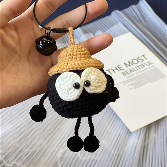 Crochet Black Coal Ball Bag Charm