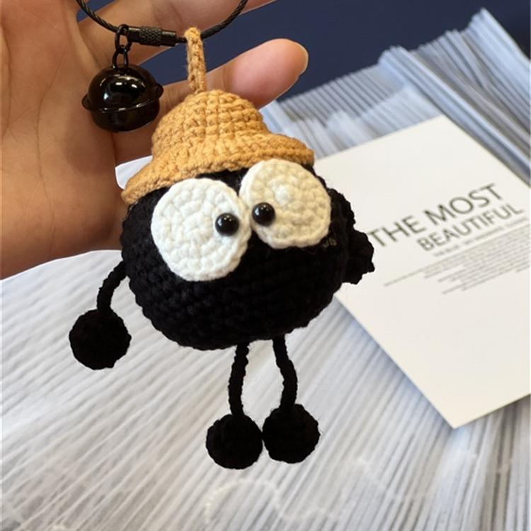 Crochet Black Coal Ball Bag Charm