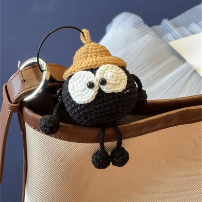 Crochet Black Coal Ball Bag Charm