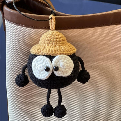 Crochet Black Coal Ball Bag Charm