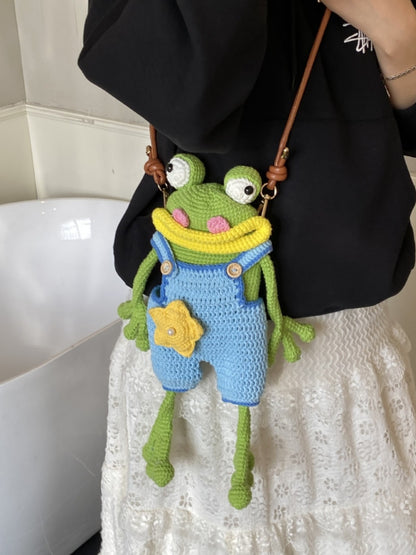 Crochet Big-Mouth Frog Crossbody Bag