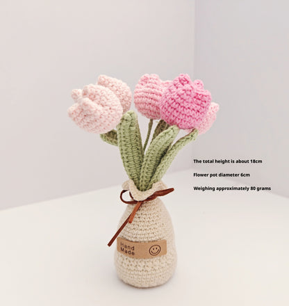 Handmade Crocheted Potted Plant Positive Energy Yarn Ornament