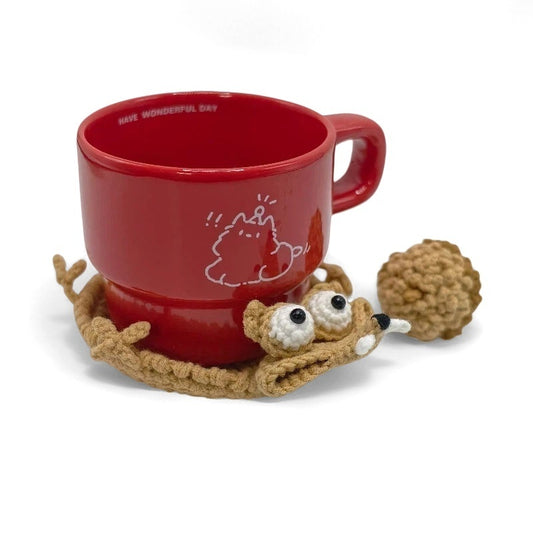 Funny Squirrel Crochet Coaster