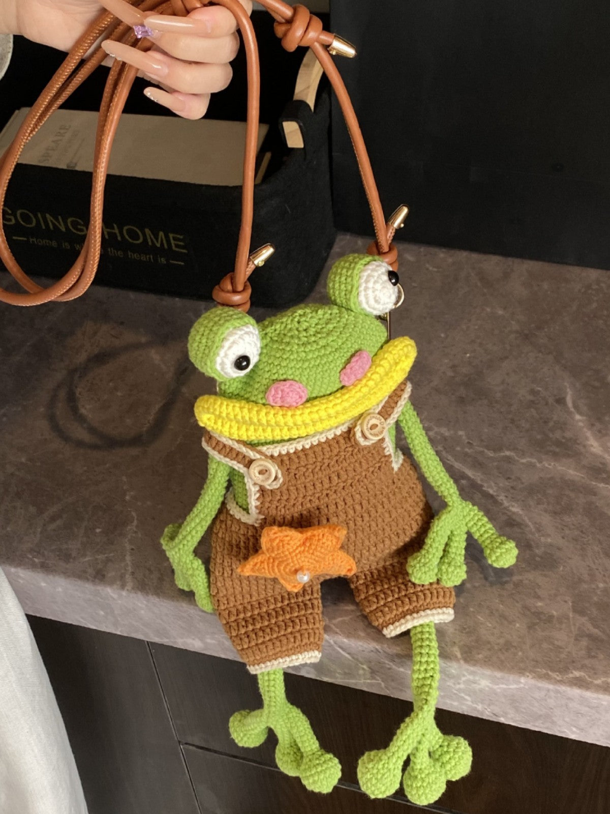 Crochet Big-Mouth Frog Crossbody Bag