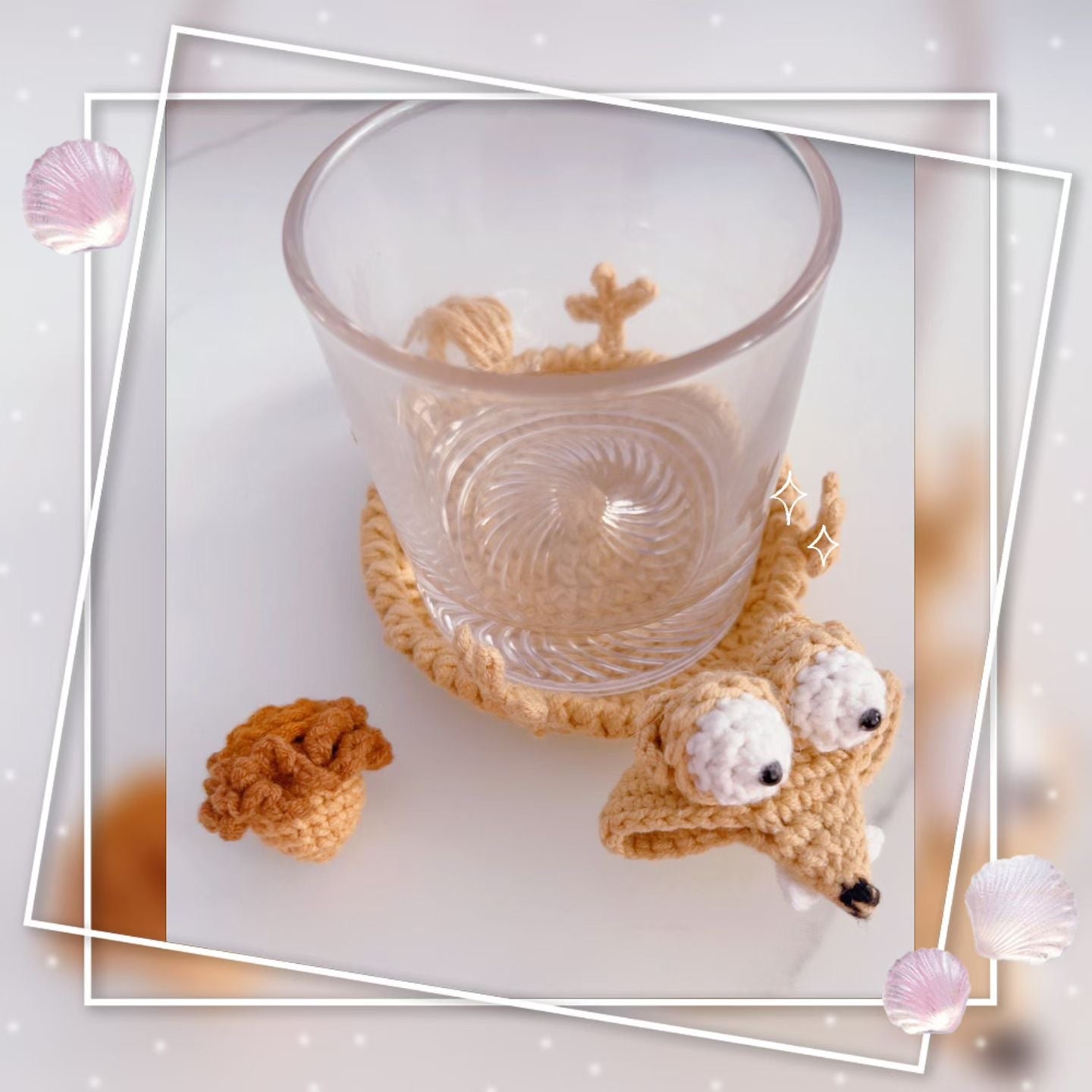 Funny Squirrel Crochet Coaster (Pre-order)