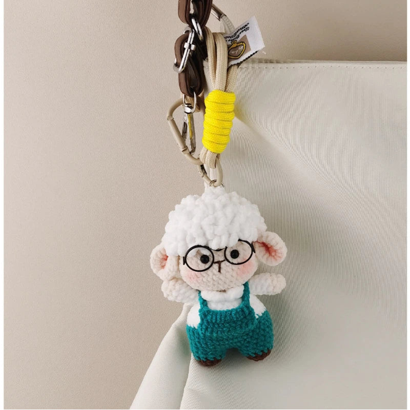 Handmade Crochet Big Head Lamb Bag Charm