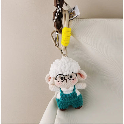 Handmade Crochet Big Head Lamb Bag Charm