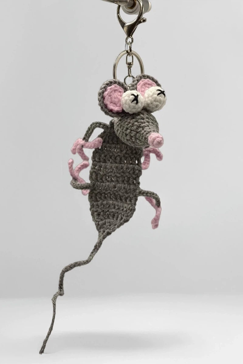 Niedlicher Großaugen-Maus-Häkel-Schlüsselanhänger