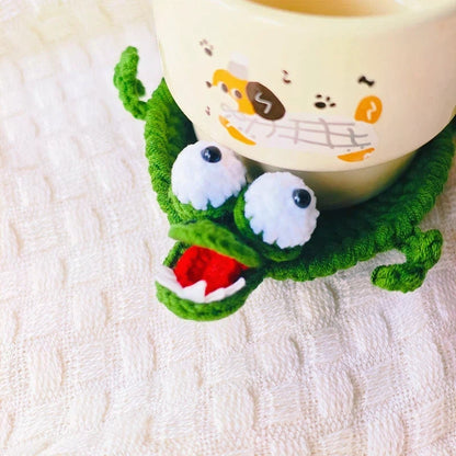 Handmade Crochet Crocodile Coaster