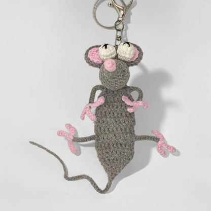 Niedlicher Großaugen-Maus-Häkel-Schlüsselanhänger