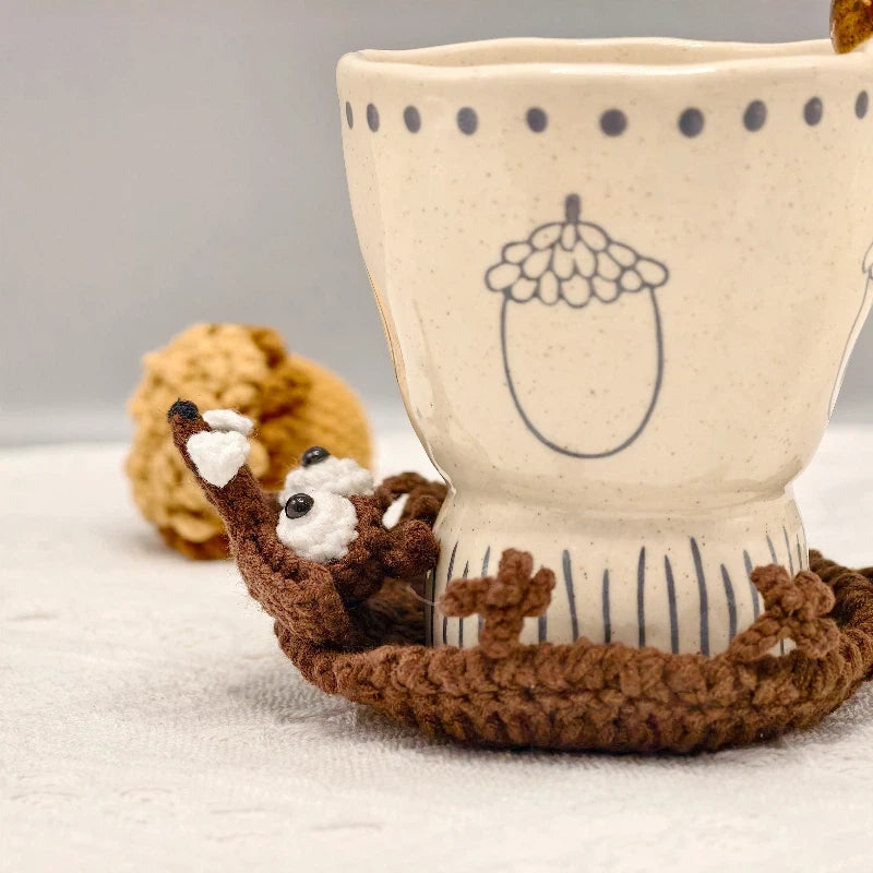 Funny Squirrel Crochet Coaster