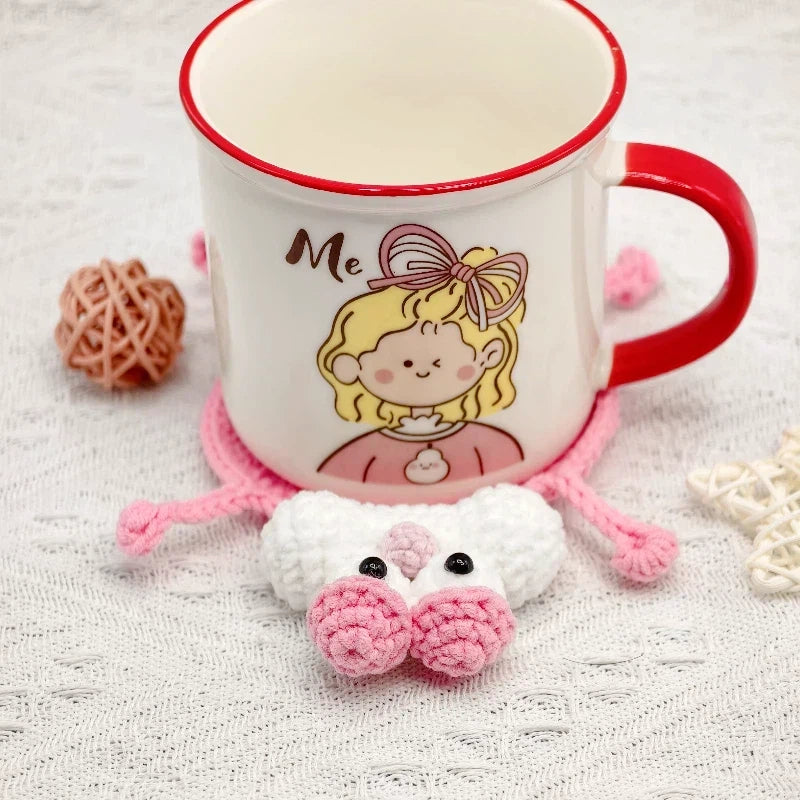 Handmade Crochet Pink Panther Coaster