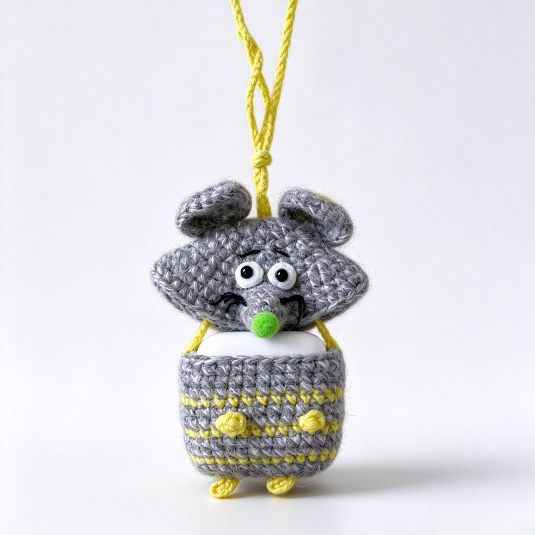 Handmade Crochet Fluffy Animal Earphone Pouch