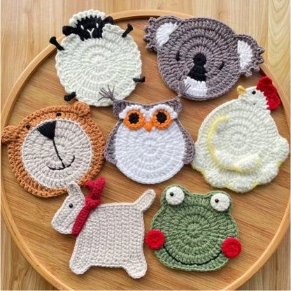 Handmade Crochet Animal Coasters | Cute Knit Cup Coasters