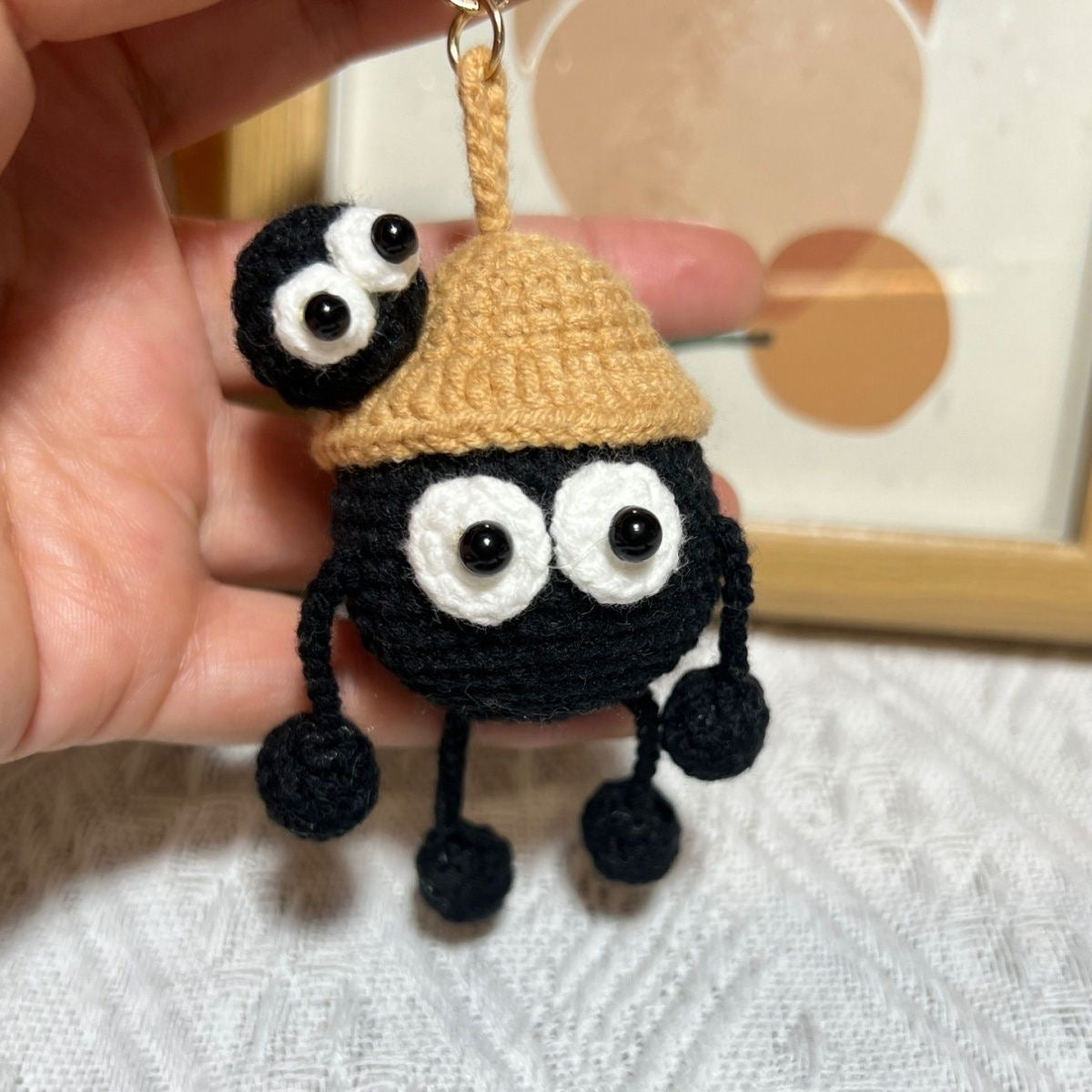 Crochet Black Coal Ball Bag Charm