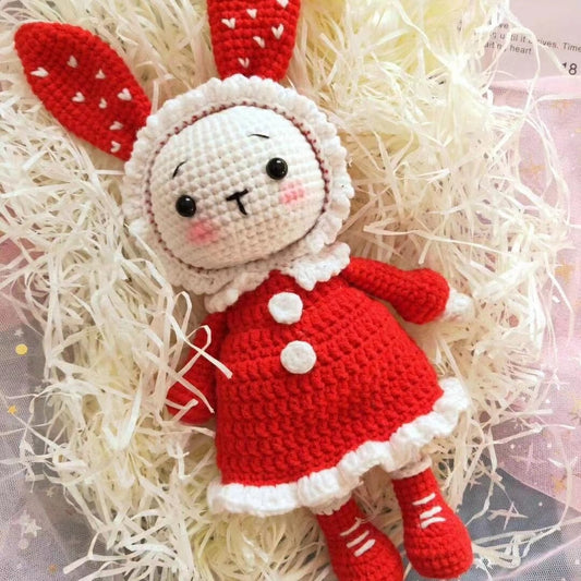 Cute Long-Eared Rabbit - Handmade Crochet Knitted Yarn Doll