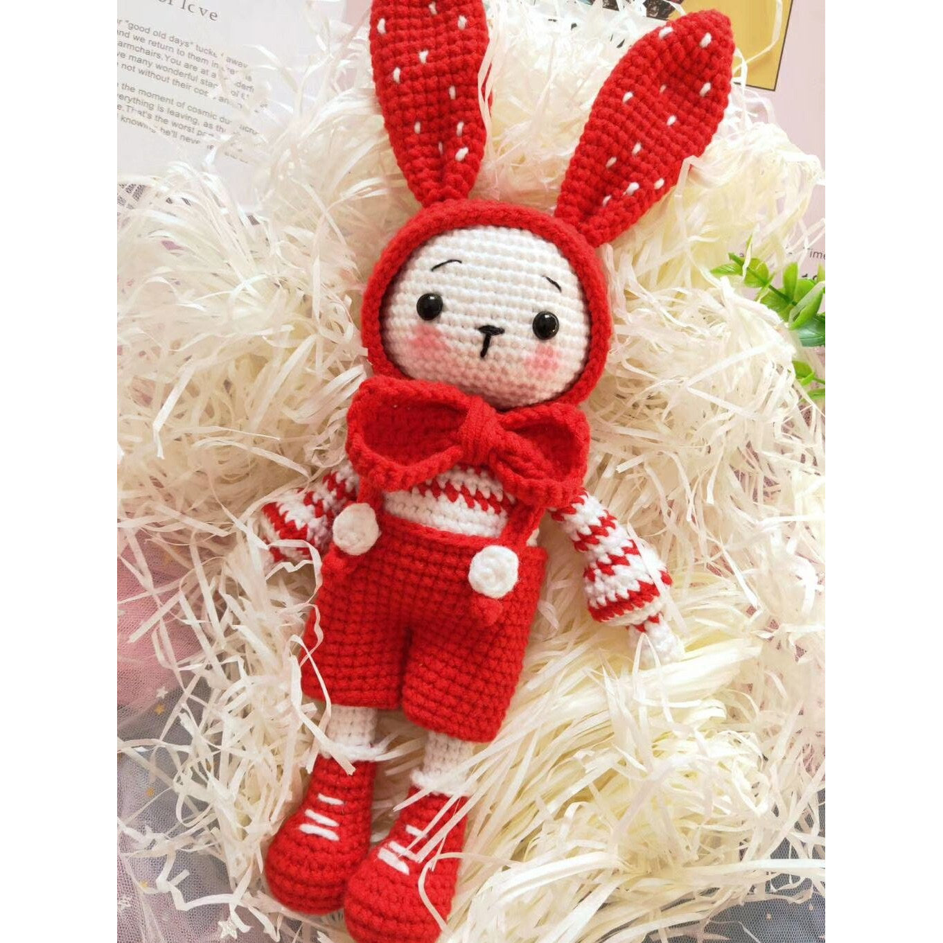 Cute Long-Eared Rabbit - Handmade Crochet Knitted Yarn Doll