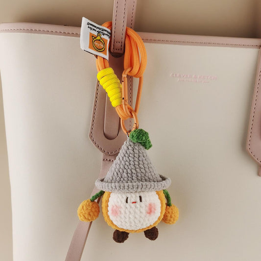 Cute Orange Plush Keychain - Detachable Bag Charm Fruit Accessory Gift