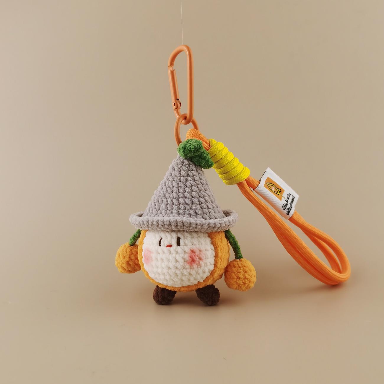Cute Orange Plush Keychain - Detachable Bag Charm Fruit Accessory Gift