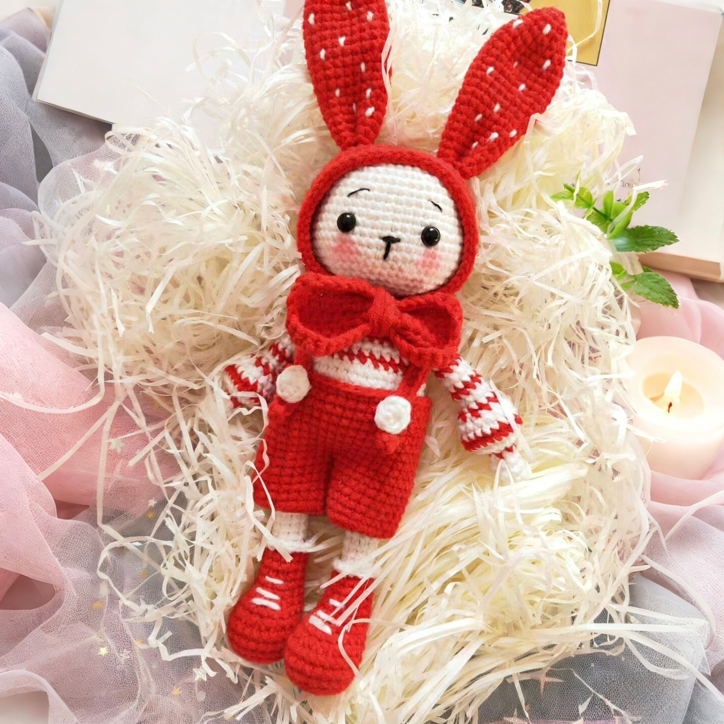 Cute Long-Eared Rabbit - Handmade Crochet Knitted Yarn Doll