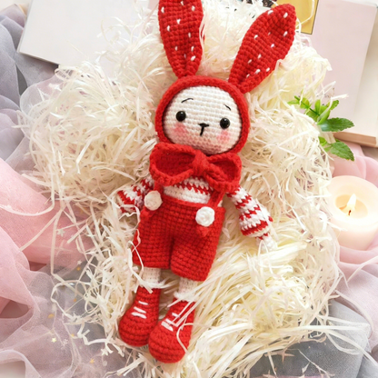 Cute Long-Eared Rabbit - Handmade Crochet Knitted Yarn Doll