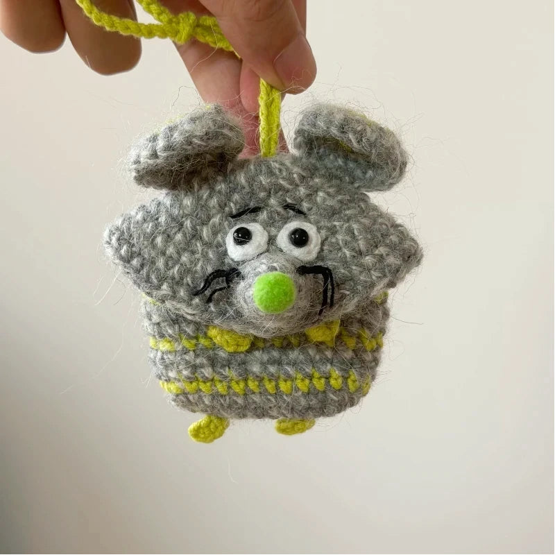 Handmade Crochet Fluffy Animal Earphone Pouch