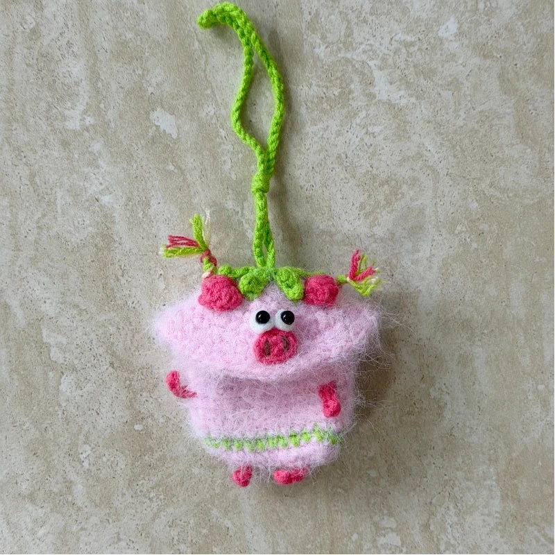 Handmade Crochet Fluffy Animal Earphone Pouch