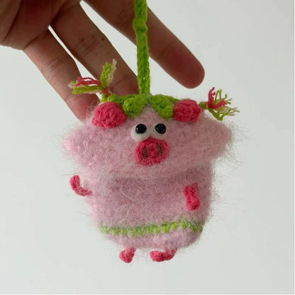 Handmade Crochet Fluffy Animal Earphone Pouch