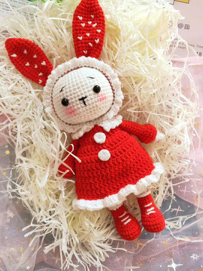 Cute Long-Eared Rabbit - Handmade Crochet Knitted Yarn Doll
