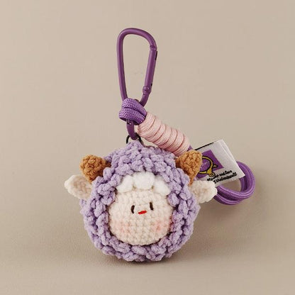 Cute Healing Lamb Head Crochet Doll Charm - Bag & Keychain Accessory
