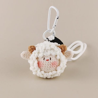 Cute Healing Lamb Head Crochet Doll Charm - Bag & Keychain Accessory