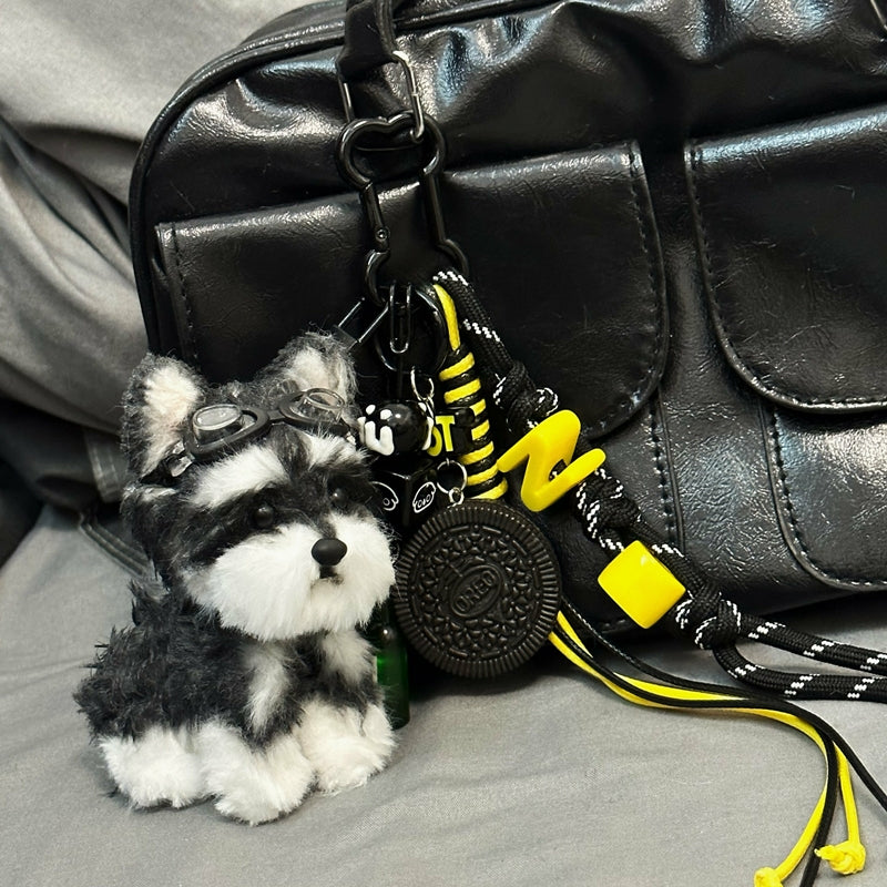 Handmade  Schnauzer Figurine Bag Charm