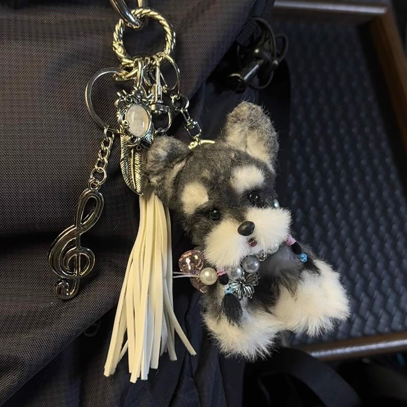 Handmade  Schnauzer Figurine Bag Charm