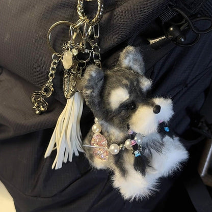 Handmade  Schnauzer Figurine Bag Charm