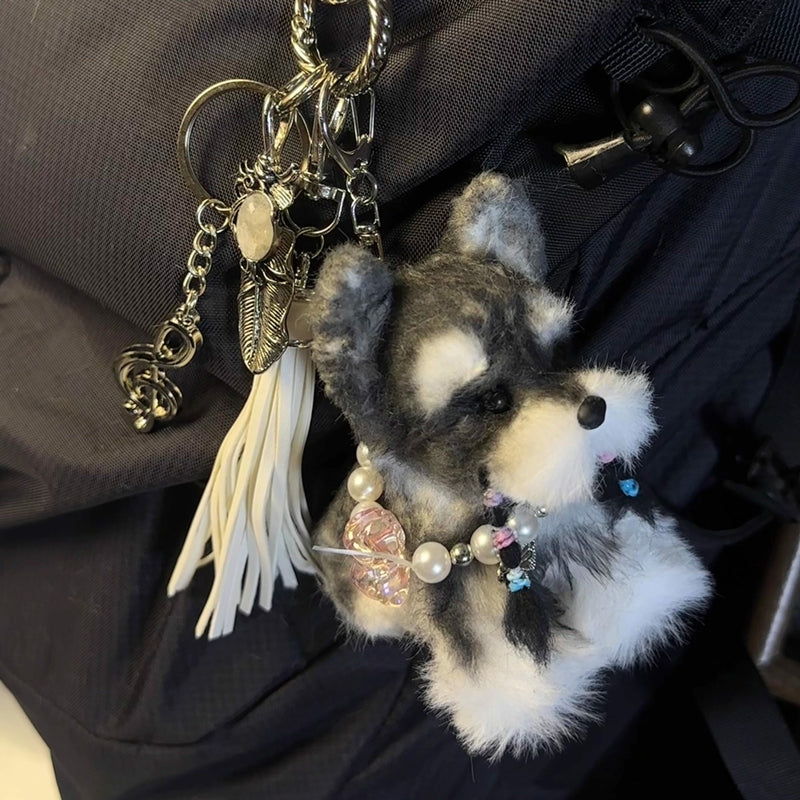 Handmade  Schnauzer Figurine Bag Charm