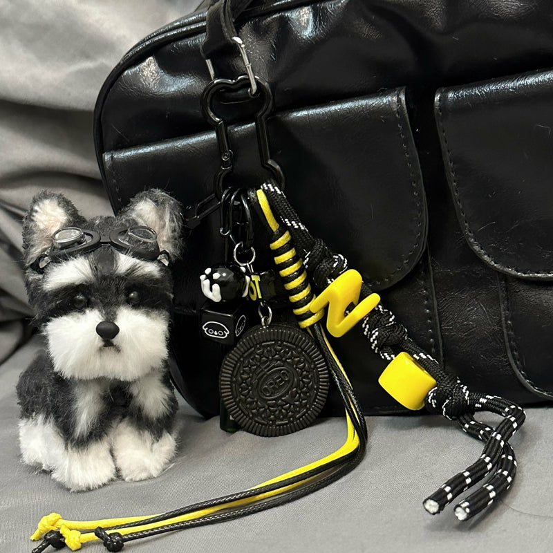 Handmade  Schnauzer Figurine Bag Charm
