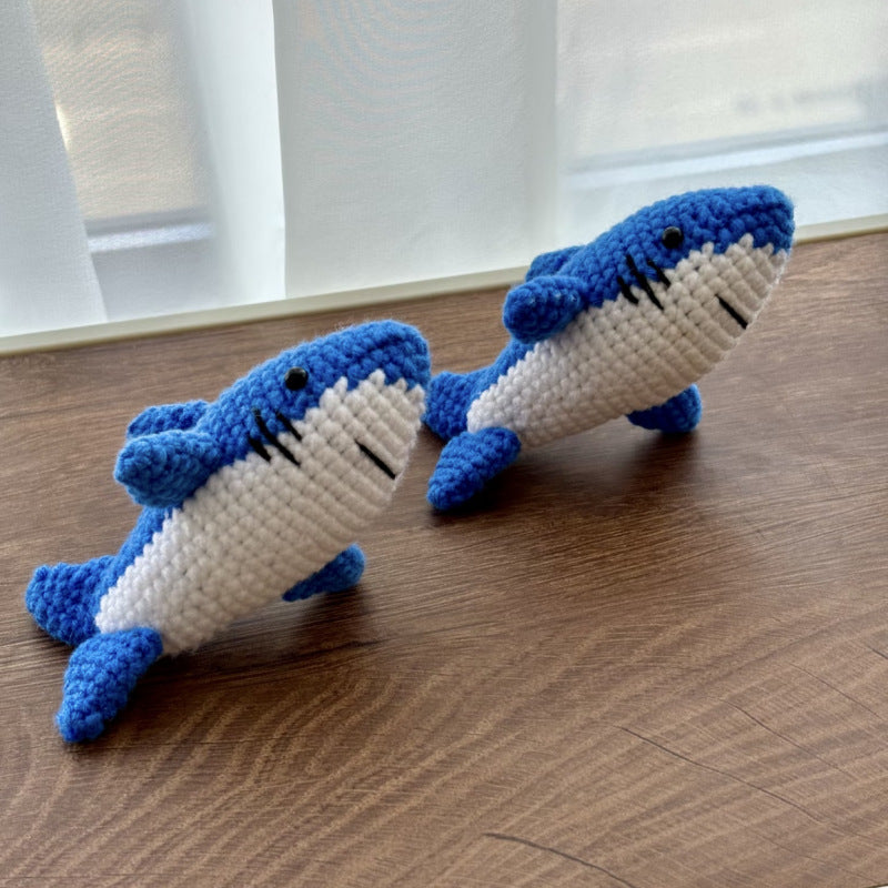 Yarn Crochet Knitting Positive Energy Animal Positive Shark Emoji Handmade Knitted Shark