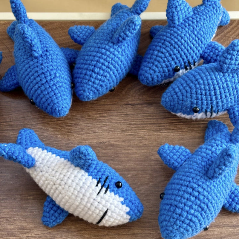 Yarn Crochet Knitting Positive Energy Animal Positive Shark Emoji Handmade Knitted Shark