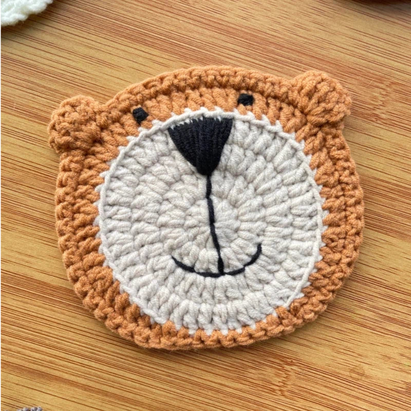 Handmade Crochet Animal Coasters | Cute Knit Cup Coasters