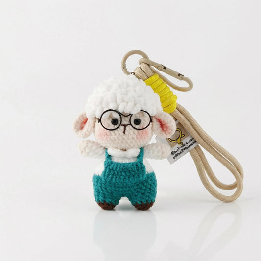 Handmade Crochet Big Head Lamb Bag Charm