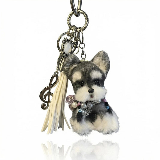Handmade  Schnauzer Figurine Bag Charm