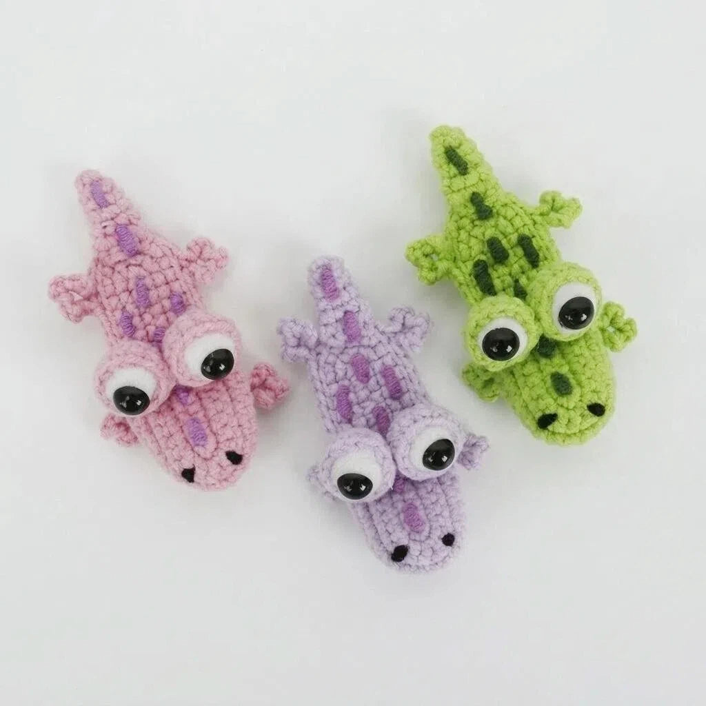 Handmade Crochet Crocodile Hair Clip