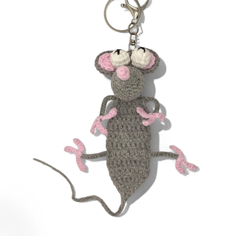 Niedlicher Großaugen-Maus-Häkel-Schlüsselanhänger
